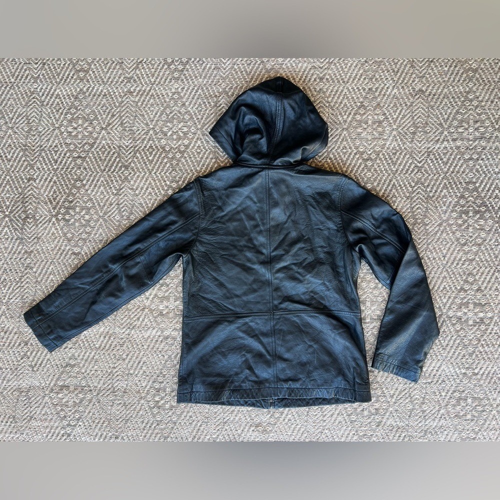 GAP Vintage Lamb Nappa Leather Hoodie Jacket Womens Size S - Picture 6 of 6